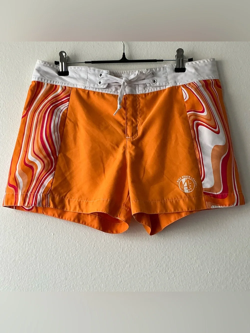 Nike Beach League Women's Swim Board Shorts Size Small 4-6 Orange Abstract